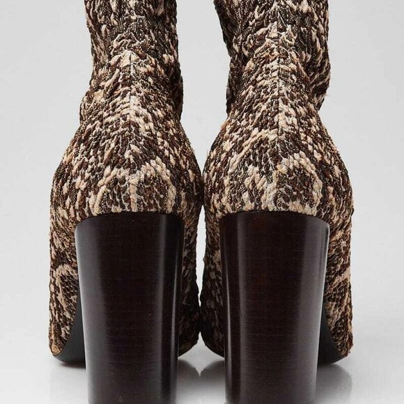 Yves Saint Laurent Vintage Beige Tessuto Pitone Stretch Nylon Boots Size 8/38.5 - Picture 1 of 5